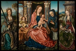 聖家族と音楽家の天使、聖カタリナと聖バーバラ